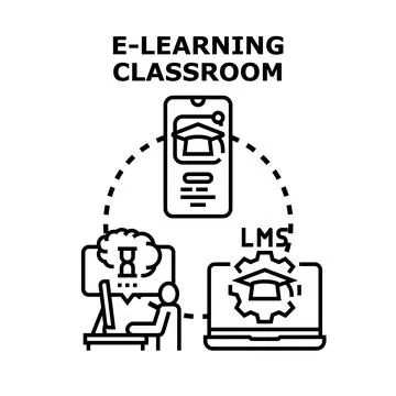 E learning classroom digital education platform concept Stock Illustration