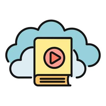 E learning cloud book with play button concept 스톡 일러스트