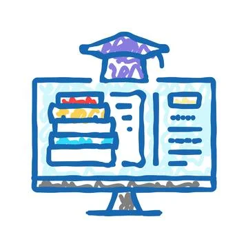 E learning college teacher icon doodle illustration Stock Illustration