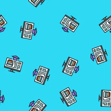 E learning college teacher vector seamless pattern Stock Illustration