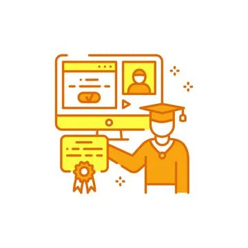 E-learning color line icon. Online education website concept Stock Illustration