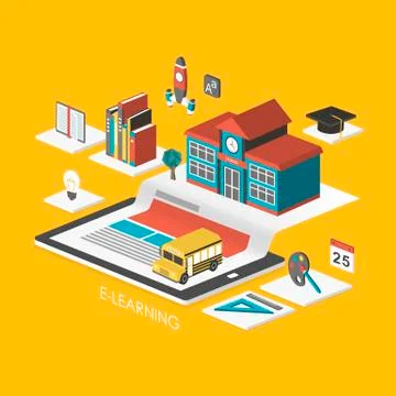 E-learning concept 3d isometric infographic Stock Illustration