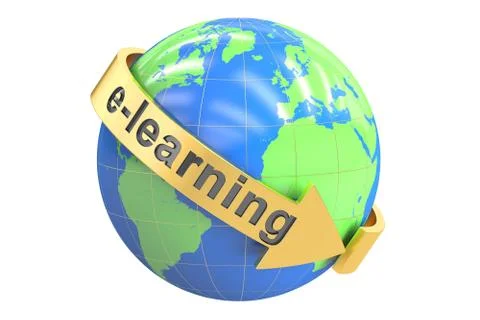 E-learning concept, 3D rendering Illustrazione stock