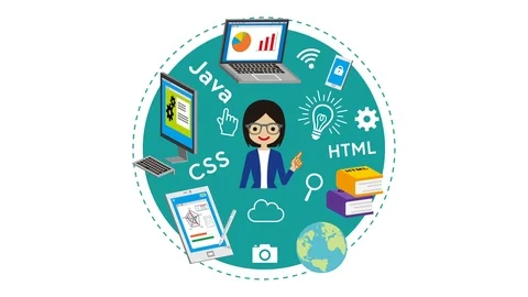 E-Learning Concept animation -  Black hair Woman who wearing glasses Stock Footage 106876940