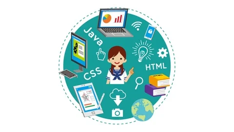 E-Learning Concept animation - Japanese female high school student Stock Footage 106877966