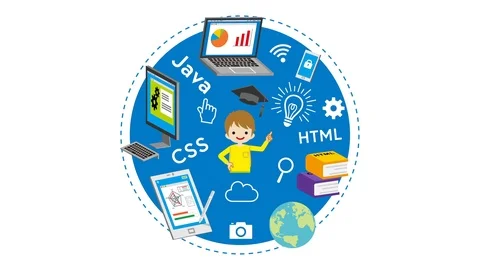 E-Learning Concept animation -  Little boy Stock Footage 106877497