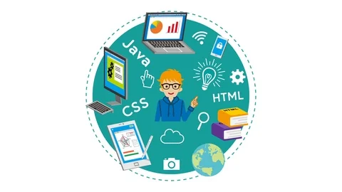 E-Learning Concept animation - Male university student who wearing eyeglasses Stock Footage 106877417