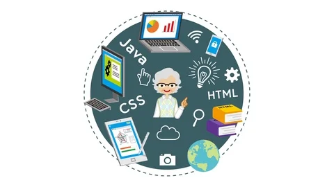 E-Learning Concept animation - Senior woman Video stock 106877895