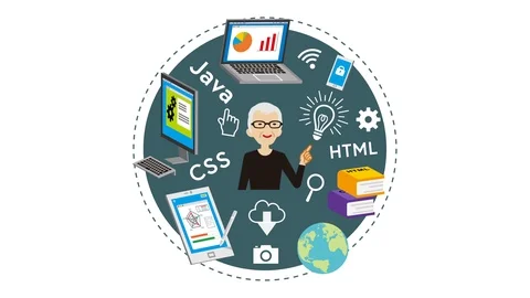 E-Learning Concept animation - Senior man Stock Footage 106877917