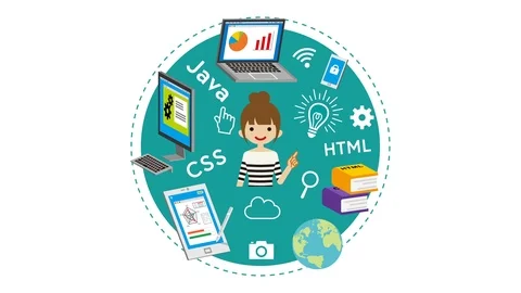 E-Learning Concept animation -  Young woman Stock Footage 106877430