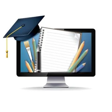 E Learning Concept With Computer Stock Illustration