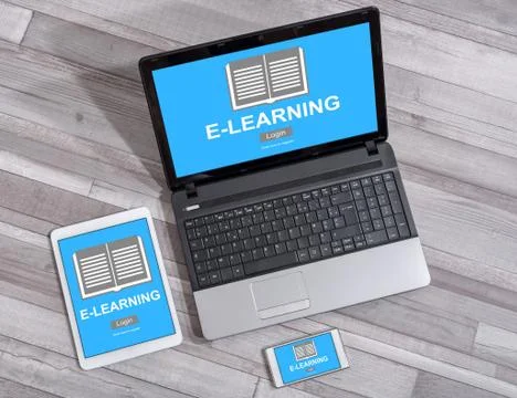E-learning concept on different devices Stock-Fotos