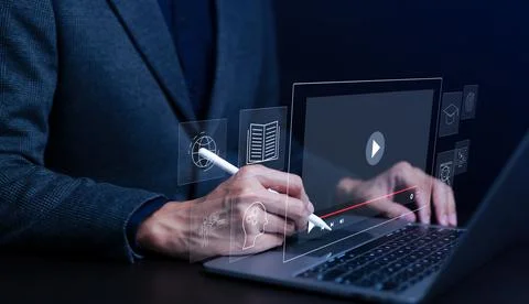 E-learning Concept. education on internet, Learning Online with webinar, Stock Photos