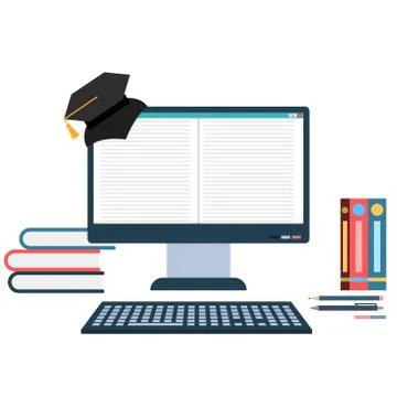 E-learning concept flat style illustration Stock Illustration