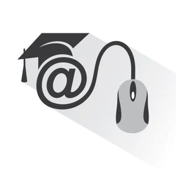 E-learning concept with graduation cap and computer mouse stock vector Stock Illustration