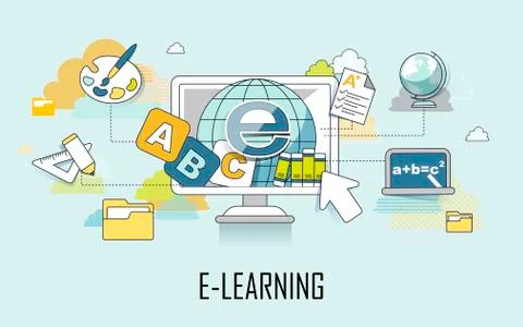 E-learning concept Illustrazione stock
