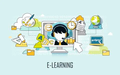 E-learning concept 스톡 일러스트