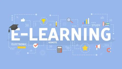 E-learning concept illustration. Illustrazione stock