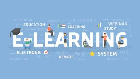 E-learning concept illustration. Illustrazione stock