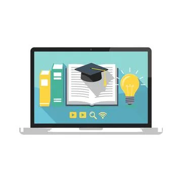 E Learning Concept With Laptop And Books Stock Illustration