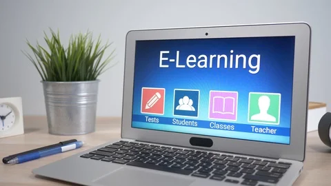 E-Learning Concept on Laptop Computer Screen Stock Footage 86864045