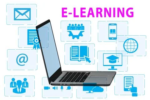 E-learning concept as modern way of education Illustration