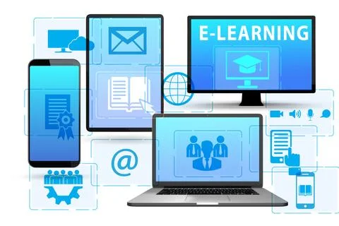 E-learning concept as modern way of education Stock Illustration