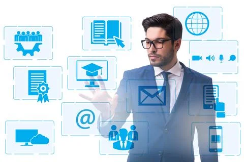 E-learning concept as modern way of education Stock Photos