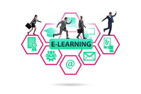 E-learning concept as modern way of education Stock Photos