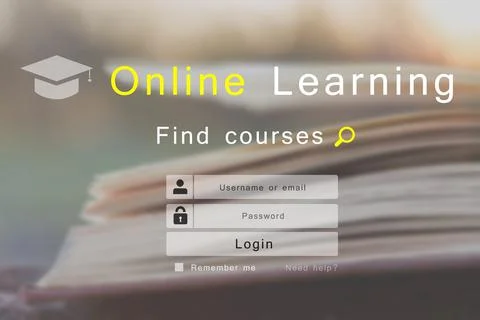 E - learning concept, online education login or registration screen design Stock Photos