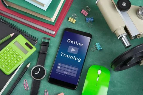 E - learning concept, Online Training login or registration screen design Stock Photos