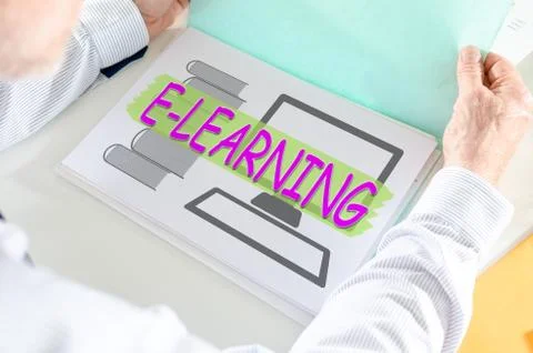E-learning concept on a paper Stock-Fotos