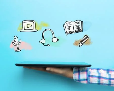 E Learning concept with a tablet Stock Illustration