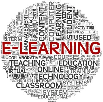 E-learning concept in tag cloud Illustrazione stock