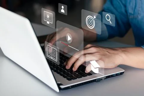 E-learning concept, webinar online, education on the internet. Stock Photos