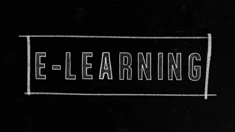 E-learning concept written on blackboard Stock Footage 145704064