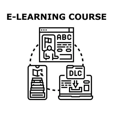 E learning course concept accessing digital education content Stock Illustration