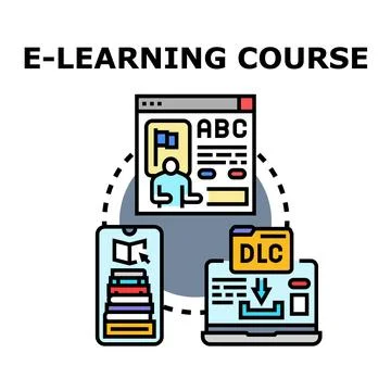 E learning course concept accessing digital education content Stock Illustration