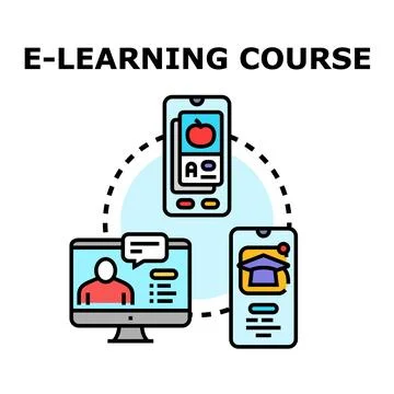 E learning course concept with online education platform イラスト素材