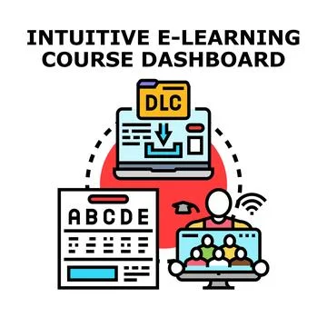 E learning course dashboard developing digital education platform Stockillustratie