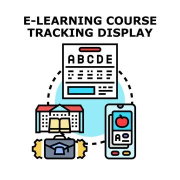 E learning course tracking and educational display 库存插图