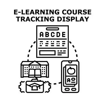 E learning course tracking and educational display 스톡 일러스트