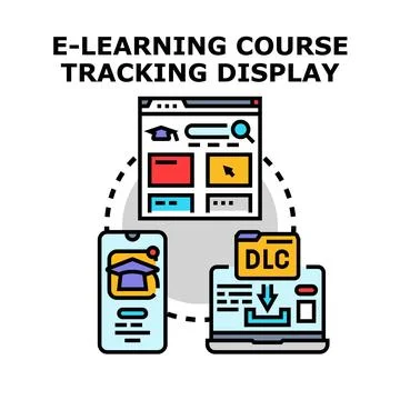 E learning course tracking display concept illustration Illustrazione stock
