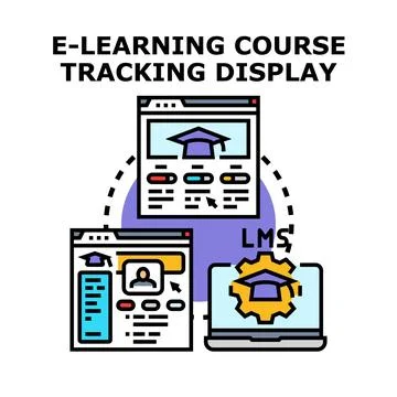E learning course tracking learning management system Illustrazione stock