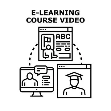 E learning course video concept vector illustration Stock Illustration