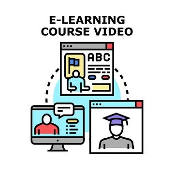 E learning course video concept vector illustration Stock Illustration