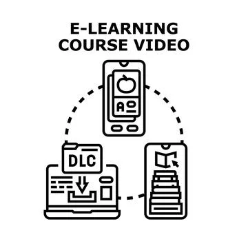 E learning course video content access strategy Stock Illustration