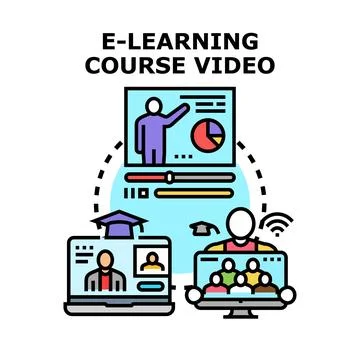 E learning course video process stream education Stock Illustration