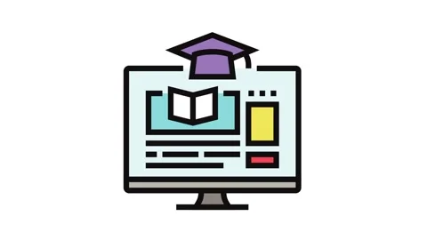 E learning courses online learning platform color icon animation Stock Footage 326105332