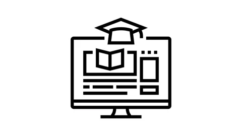 E learning courses online learning platform line icon animation Stock Footage 326131413